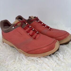 ECCO Biom Hybrid‎ 3 Women 9 Gortex Golf Shoes Yak Leather Soft Cleats Coral